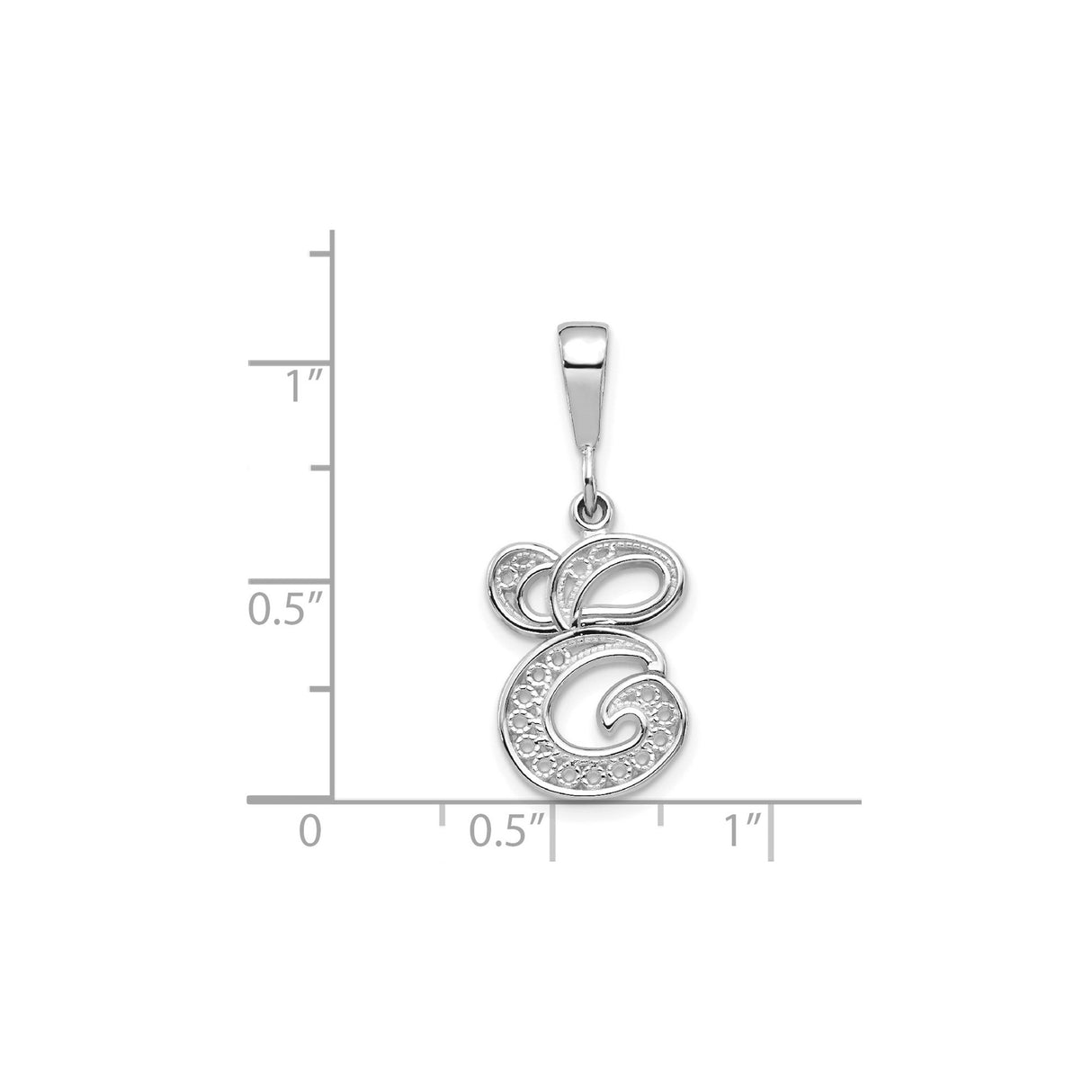 14k White Gold Letter G Pendant, Script Initial Charm with Filigree Design for Women