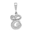 14k White Gold Letter G Pendant, Script Initial Charm with Filigree Design for Women
