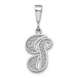 10k White Gold Letter S Pendant, Filigree Openwork Initial Charm for Women