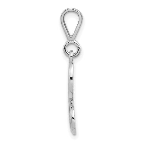 10k White Gold Initial H Pendant, Script Letter Charm with Filigree Design for Women