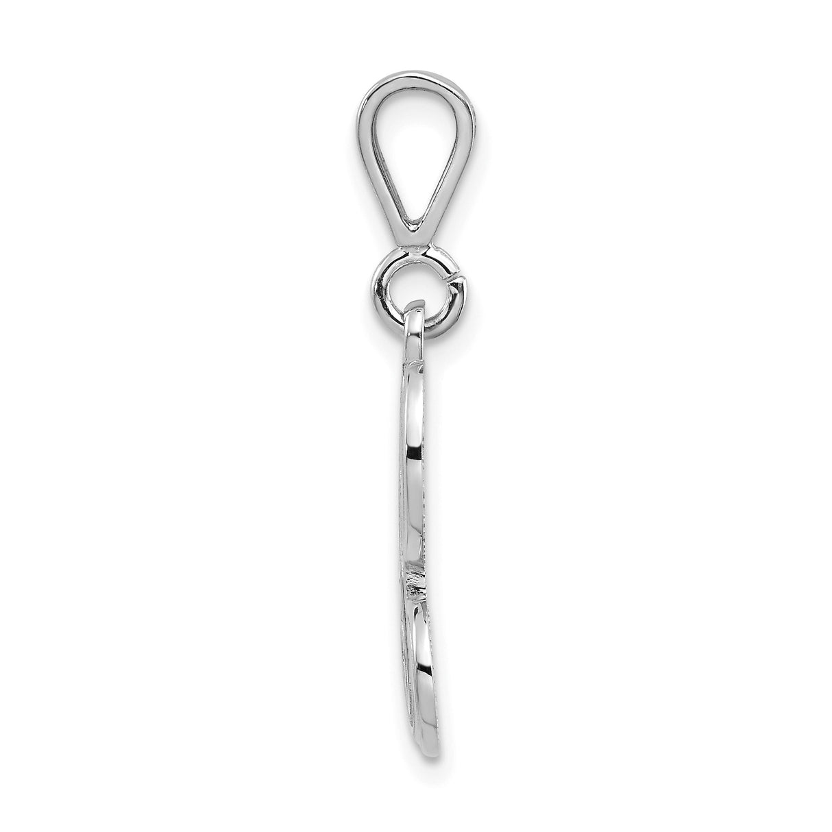 14k White Gold Initial Pendant, Filigree Script Letter H Monogram Charm for Women