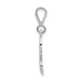 14k White Gold Initial Pendant, Filigree Script Letter H Monogram Charm for Women