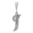 14k White Gold Script Capital J Pendant, Vintage Filigree Letter Charm for Women