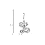 14k White Gold Letter L Pendant, Filigree Scroll Initial Charm, Script Monogram Jewelry for Women