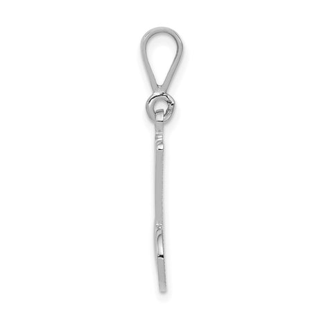 10k White Gold M Pendant, Script Letter Design, Filigree Detailing, Initial Charm for Women