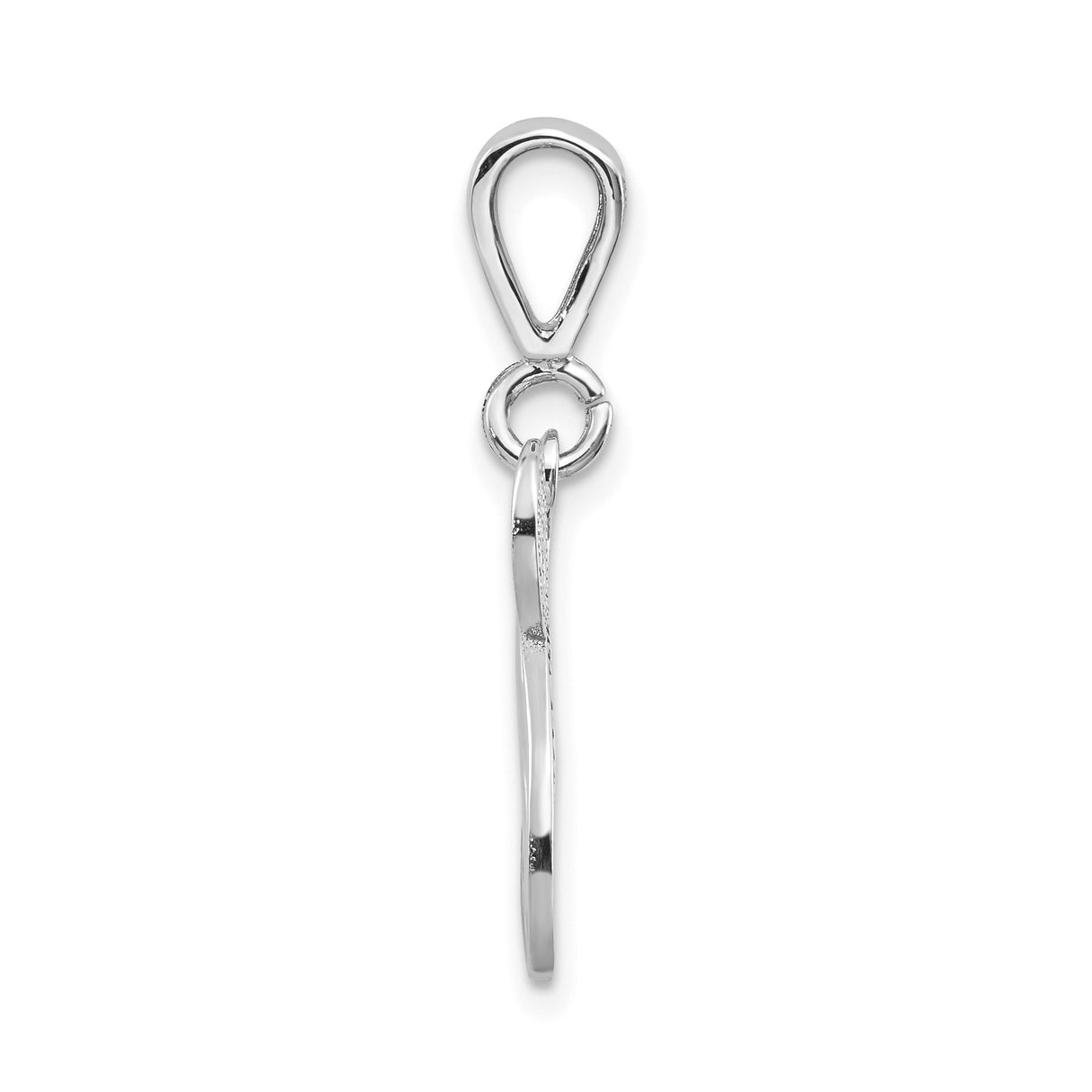 14k White Gold Letter N Pendant with Filigree Scroll Design and Floral Accent