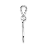 14k White Gold Letter N Pendant with Filigree Scroll Design and Floral Accent