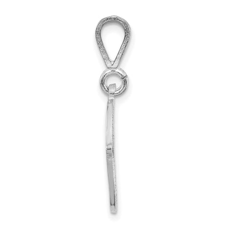 10k White Gold Initial O Pendant, Diamond-Cut Accents, Openwork Script Letter Charm