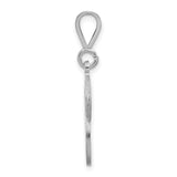 10k White Gold Initial P Pendant, Script Letter Charm with Filigree Design for Women