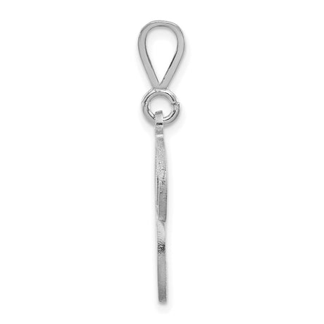10k White Gold Initial P Pendant, Script Letter Charm with Filigree Design for Women
