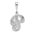 14k White Gold Letter P Pendant with Vintage Filigree Scrollwork Design for Women
