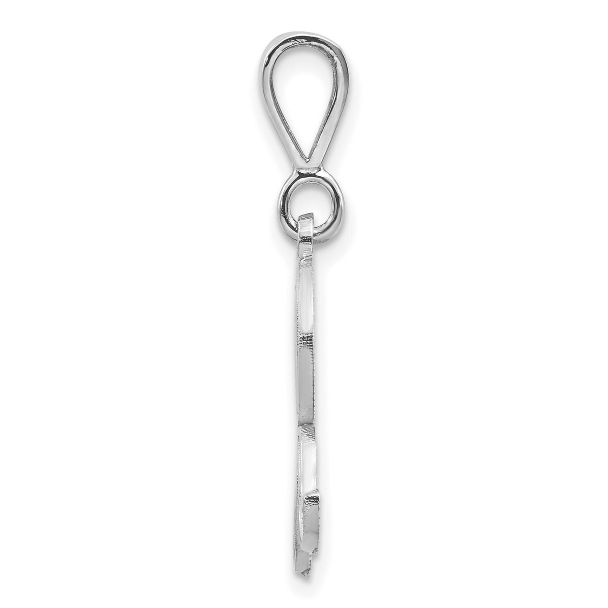 10k White Gold Initial R Pendant, Script Letter Charm with Filigree Detailing for Women