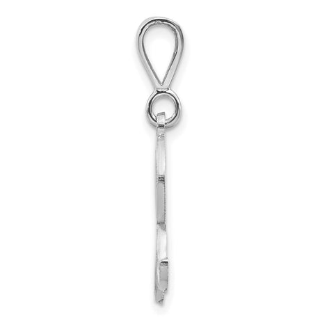 10k White Gold Initial R Pendant, Script Letter Charm with Filigree Detailing for Women