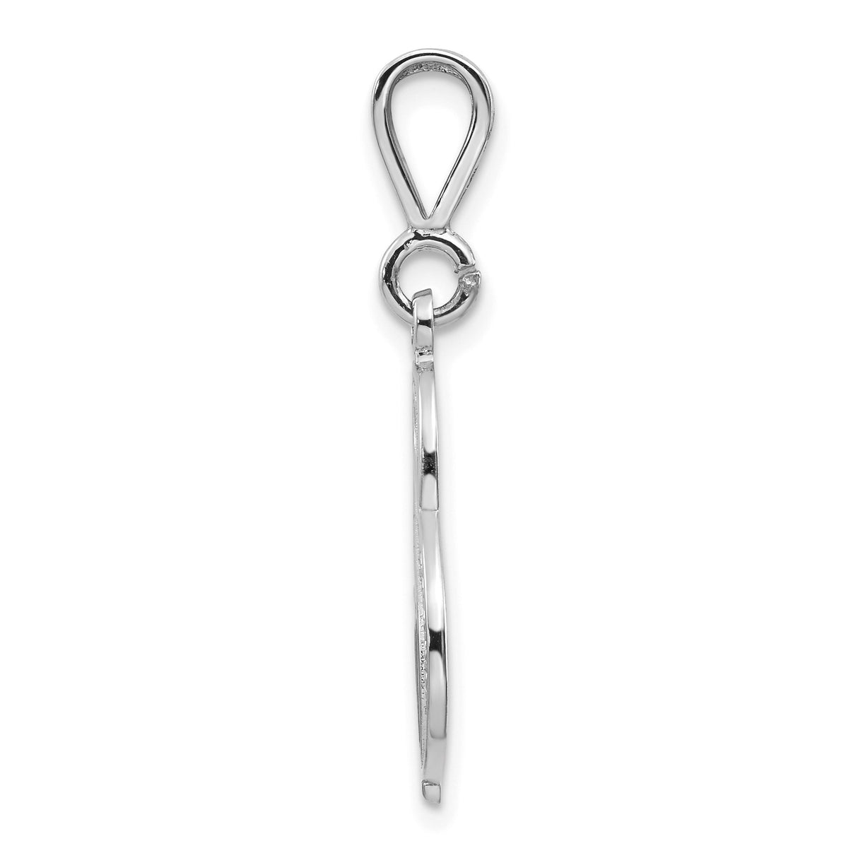 14k White Gold Pendant, Cursive Letter S Initial Charm with Filigree Scrollwork