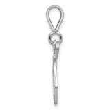 10k White Gold Initial T Pendant, Filigree Letter Charm, Dainty Monogram Jewelry for Women