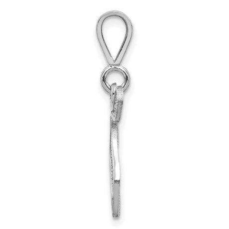 10k White Gold Initial T Pendant, Filigree Letter Charm, Dainty Monogram Jewelry for Women