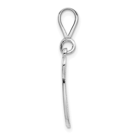 10k White Gold Letter W Pendant with Filigree Detailing, Script Initial Charm for Women