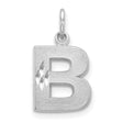 Solid Letter B Initial With Accents Charm Pendant in Real 14k White Gold