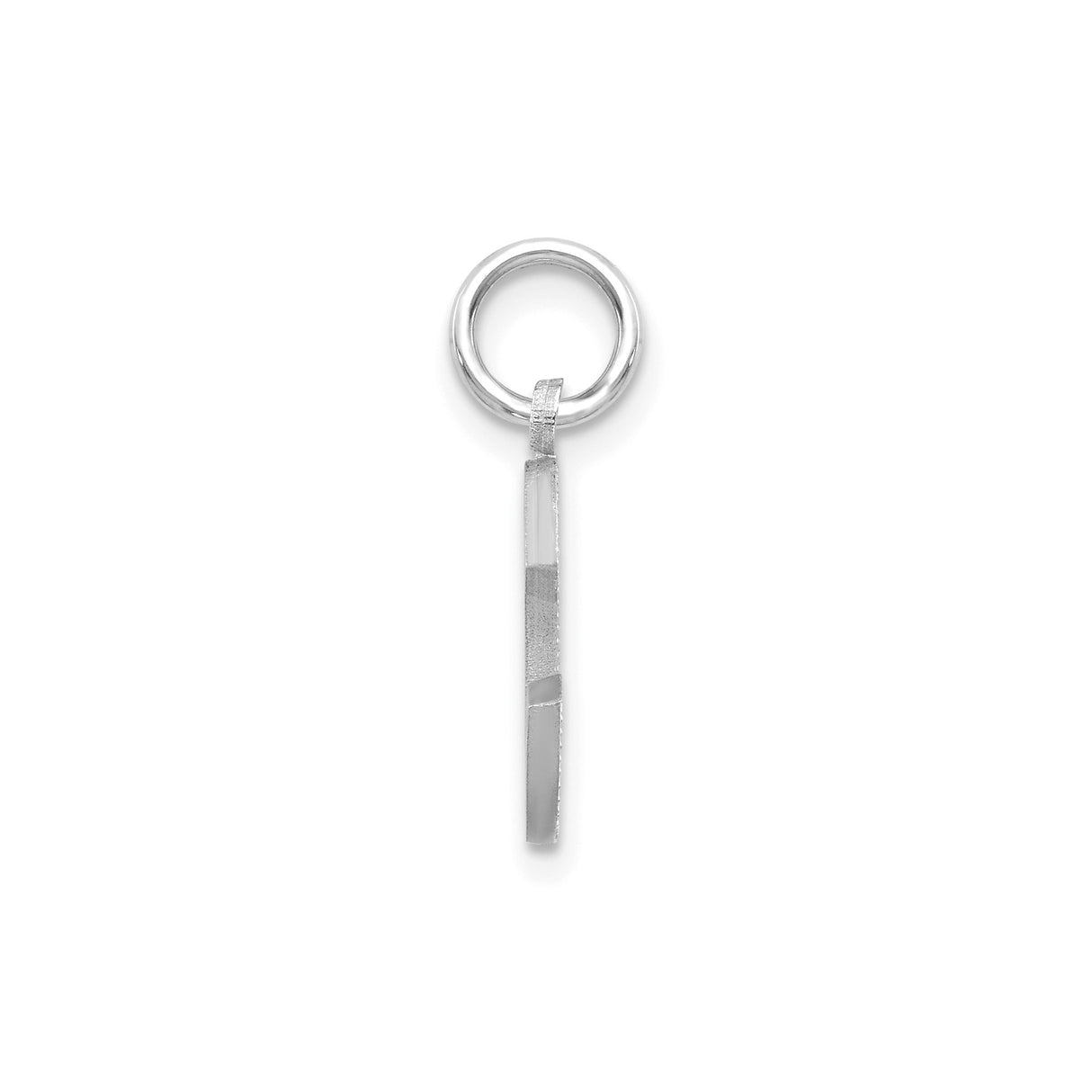 14k White Gold Letter C Pendant with Satin Finish and Diamond Cut Accents