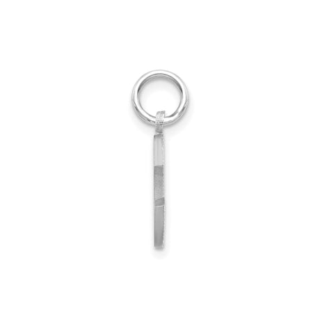 14k White Gold Letter C Pendant with Satin Finish and Diamond Cut Accents