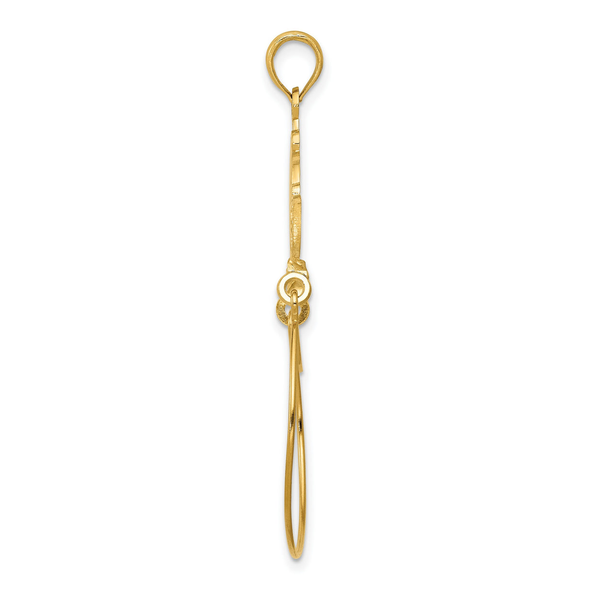14k Yellow Gold Drop Pendant with Filigree Scrollwork and Infinity Arabesque Design for Women