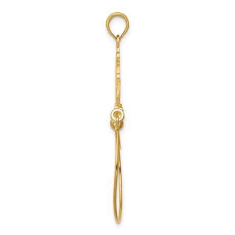 14k Yellow Gold Drop Pendant with Filigree Scrollwork and Infinity Arabesque Design for Women