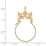 14k Yellow Gold Hummingbird Flower Pendant, Twin Birds and Floral Charm, Nature-Inspired Jewelry