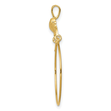 14k Yellow Gold Hoop Earring with Heart and Scroll Design, Romantic Style Jewelry for Women