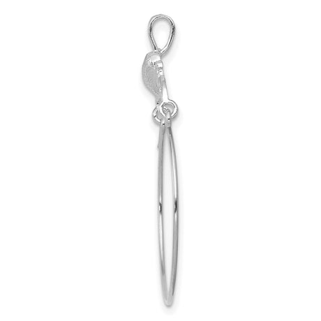 14k White Gold Heart Hoop Earrings with Textured Heart and Scrollwork Design