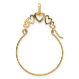 14k Yellow Gold Heart Hoop Pendant with Open Hearts Design for Women