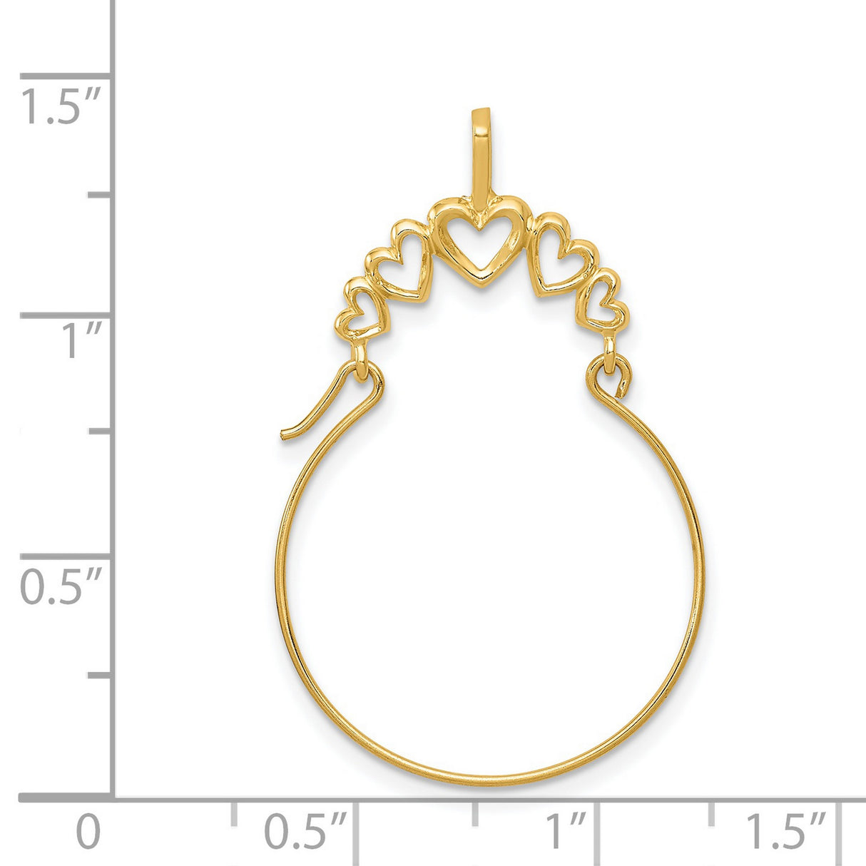 14k Yellow Gold Heart Hoop Pendant with Open Hearts Design for Women
