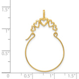 14k Yellow Gold Heart Hoop Pendant with Open Hearts Design for Women