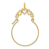 14k Yellow Gold Heart Hoop Pendant with Open Hearts Design for Women