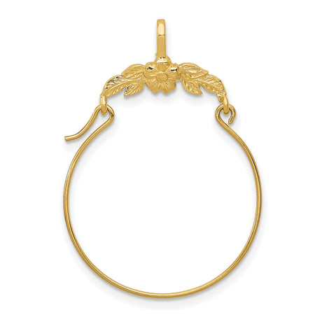 14k Yellow Gold Hoop Earrings with Floral Leaf Motif, Nature-Inspired Design for Women