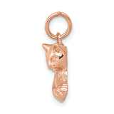 Solid Polished Open-Back Cat Charm Pendant in Real 14k Rose Gold