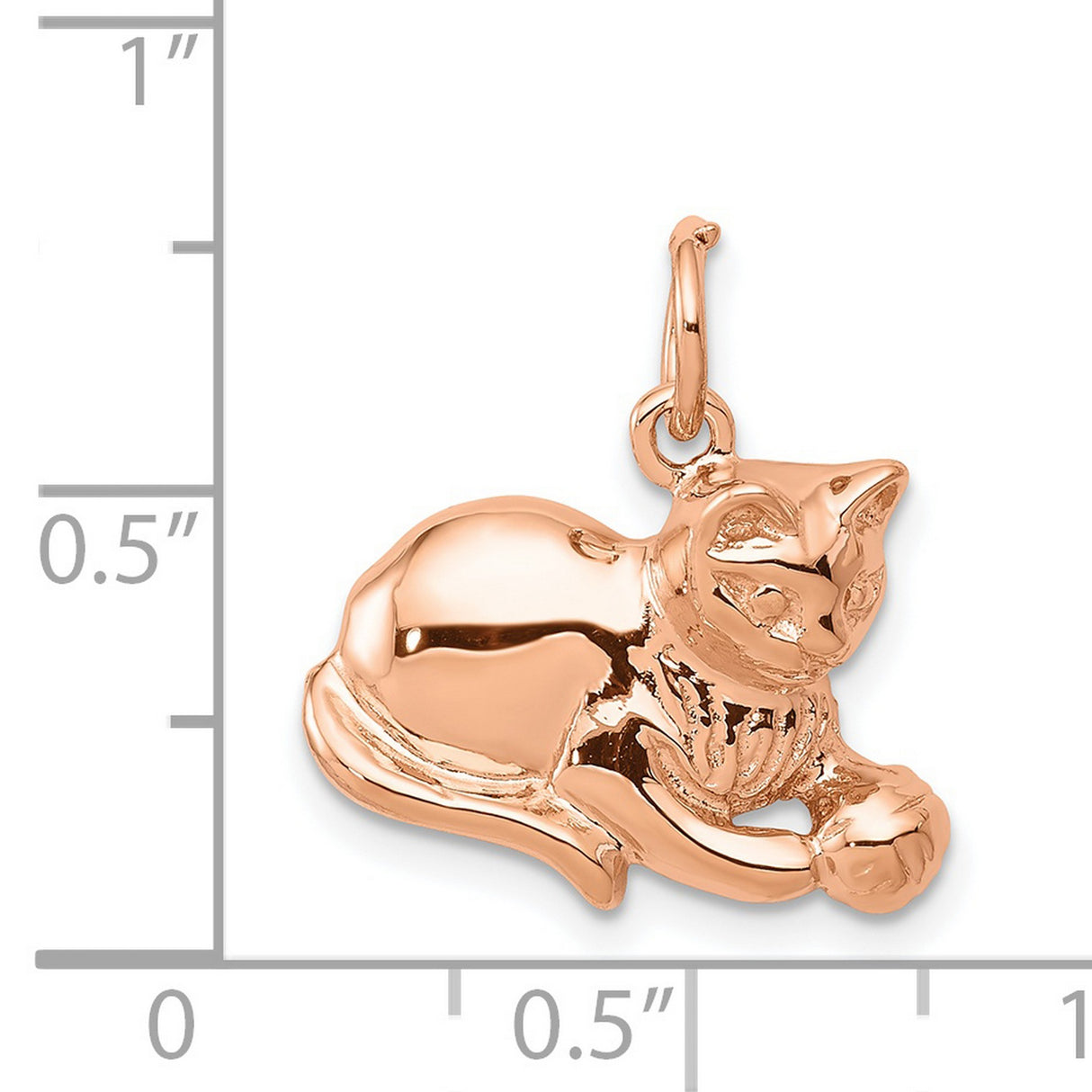 Solid Polished Open-Back Cat Charm Pendant in Real 14k Rose Gold