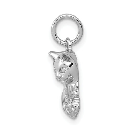 Satin Open-Back Cat Charm Pendant in Real 14k White Gold