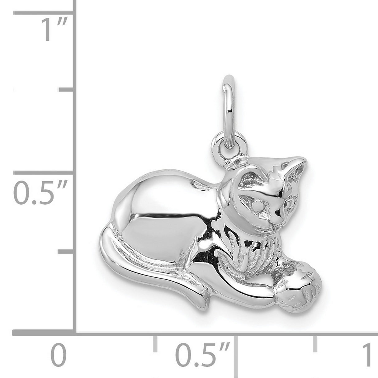 Satin Open-Back Cat Charm Pendant in Real 14k White Gold