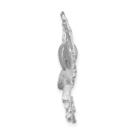 14k White Gold Eagle Pendant with Soaring Wings Design, Symbol of Freedom and Strength