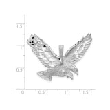 14k White Gold Eagle Pendant with Soaring Wings Design, Symbol of Freedom and Strength