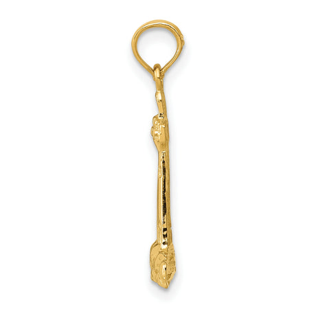 14k Yellow Gold Lighthouse Pendant with Rocky Base and Windows, Nautical Charm