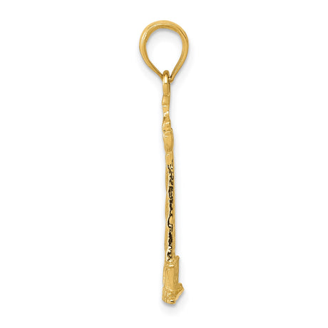 14k Yellow Gold Lighthouse Pendant, Nautical Coastal Charm, Symbol of Guidance and Hope