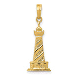 14k Yellow Gold Lighthouse Pendant, Nautical Coastal Charm, Symbol of Guidance and Hope