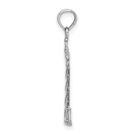 14k White Gold Lighthouse Pendant with Textured Spiral Design, Nautical Coastal Theme