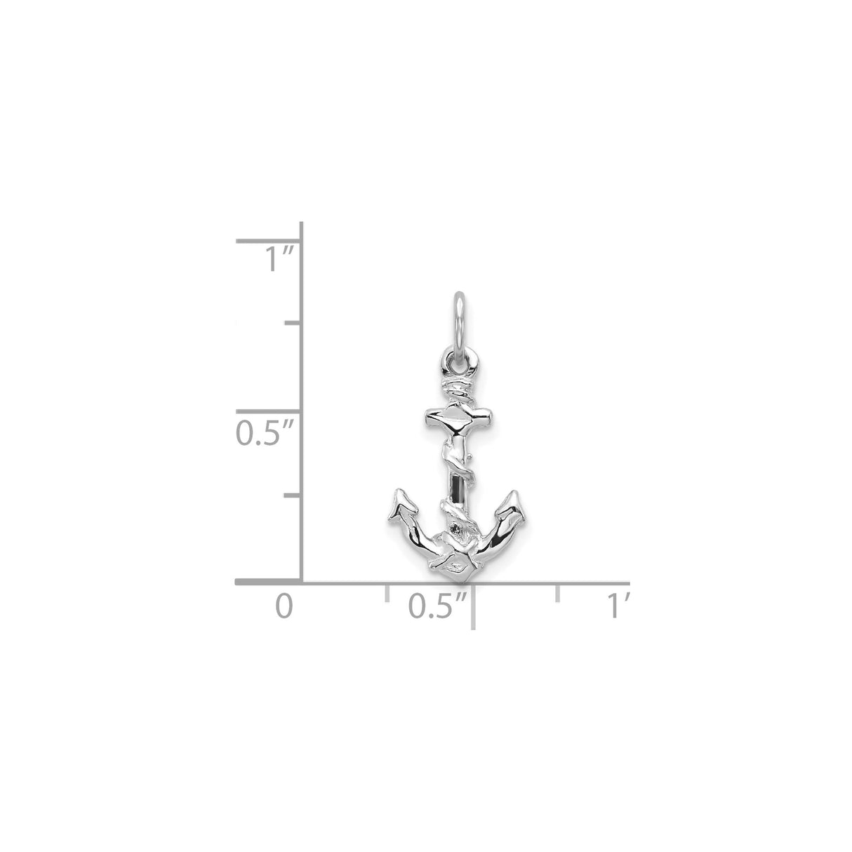 14k White Gold Anchor Pendant with Rope Detail, Nautical Spiritual Charm for Men or Women
