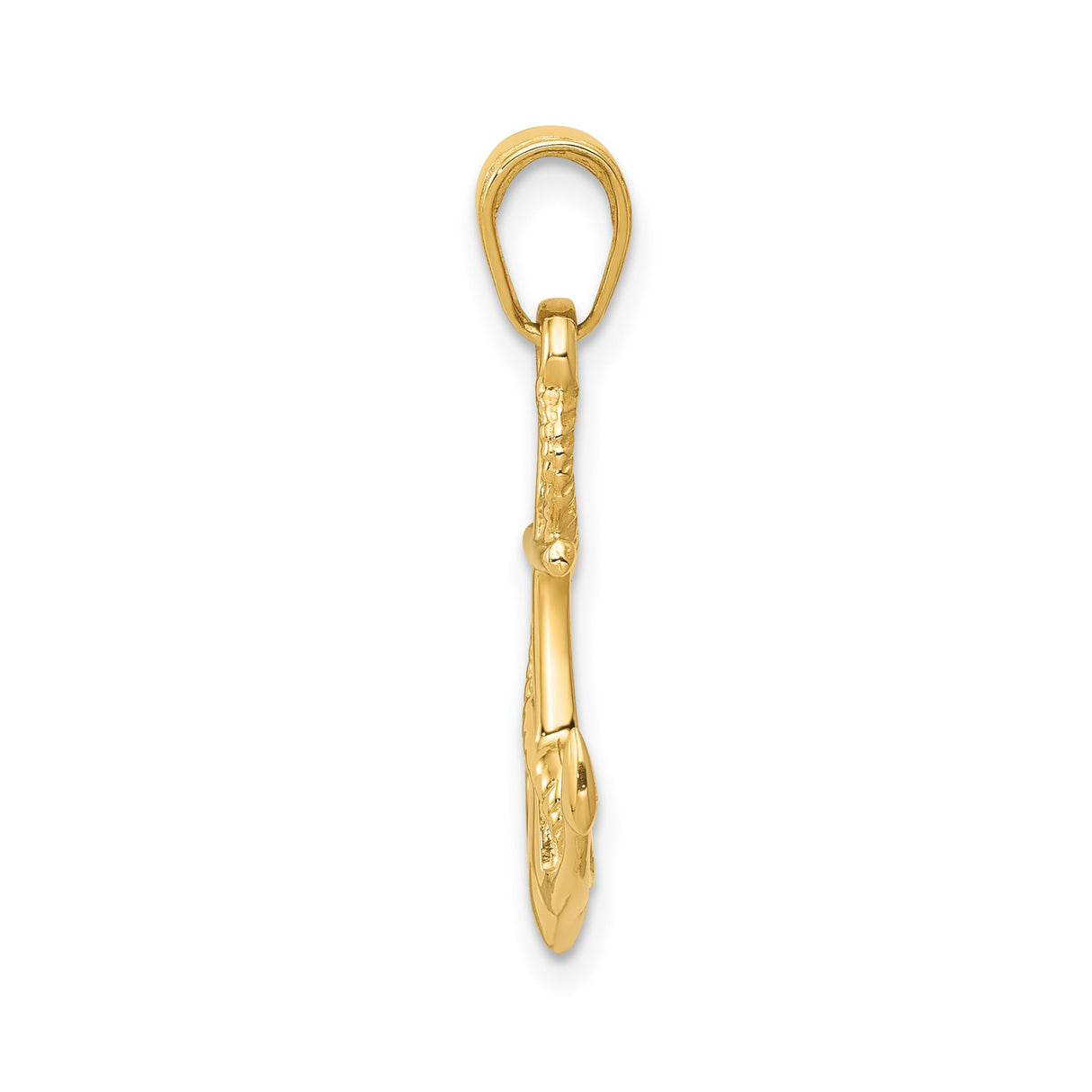 14k Yellow Gold Anchor Pendant with Rope Detail, Nautical Maritime Christian Charm