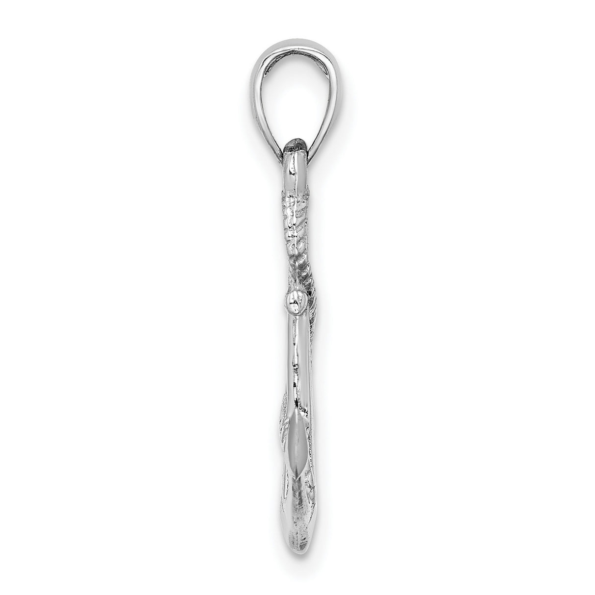 14k White Gold Anchor Pendant with Rope Design, Nautical Christian Charm for Women or Unisex Wear