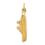 14k Yellow Gold Cruise Ship Charm Pendant with Detailed Ocean Liner Design, Nautical Theme