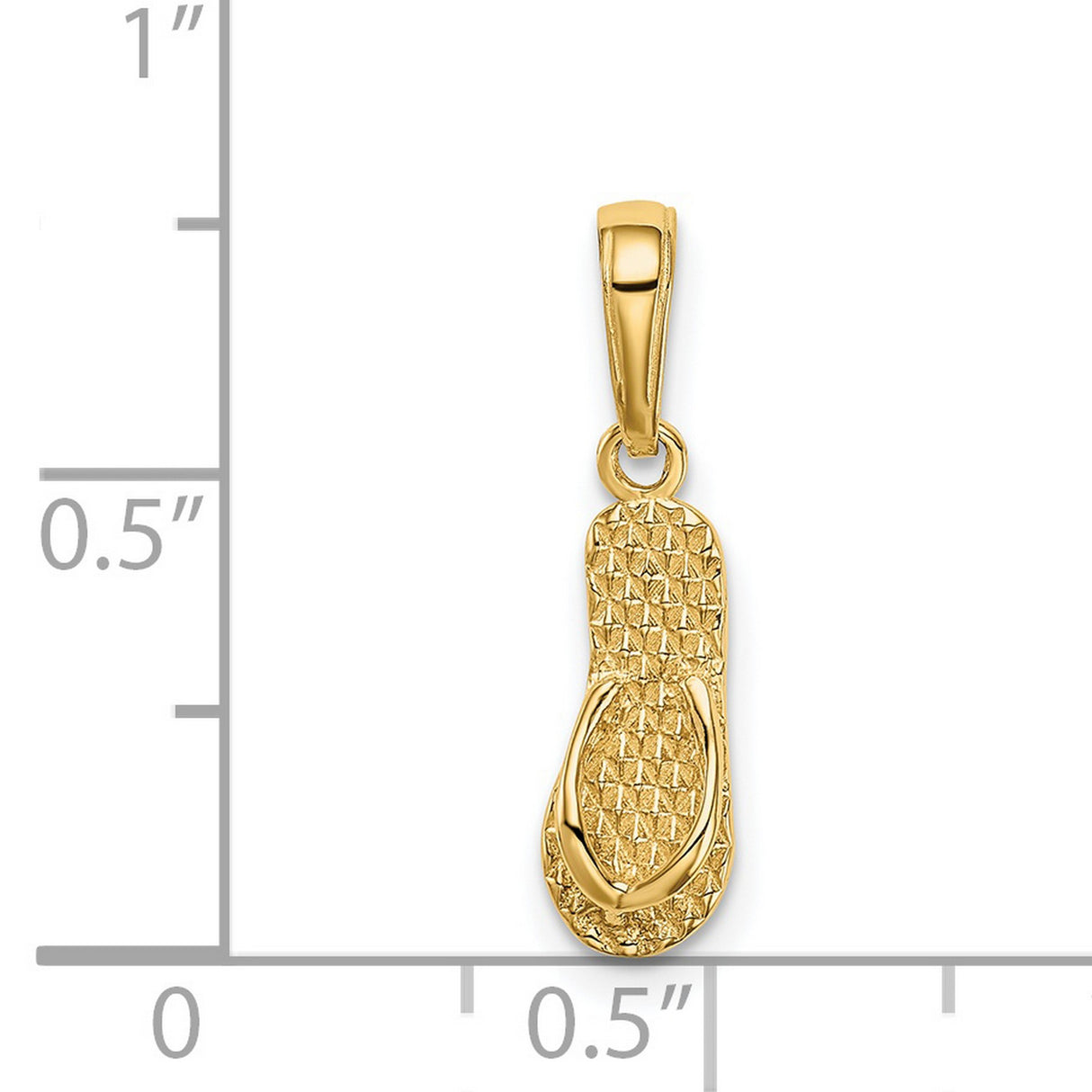 14k Yellow Gold Flip-Flop Sandal Pendant with Textured Detailing, Coastal Beachwear Charm
