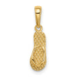 14k Yellow Gold Flip-Flop Sandal Pendant with Textured Detailing, Coastal Beachwear Charm